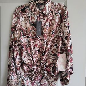 Haver London Retro Print Oversized Blouse NWT